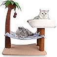 Lechansen Cat Scratch Post with Hammock,29.5 Inches Tall Cat Scratcher with Cat Bed for Indoor Cats,Sisal Rope Cat Tree Scratching Post Tall with Hanging Ball for Small Cat Kitten