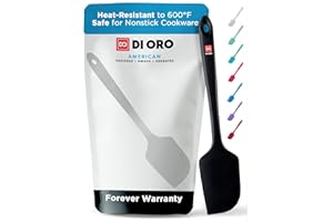 DI ORO LIVING DI ORO® - Grande spatule de cuisine en silicone - Spatule maryse silicone résistante à 315 ºC - Design sans coutures - Silicone professionnel antiadhésif avec âme en acier inoxydable