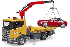 Bruder Scania Super 560R Bergingsvrachtwagen met sportwagen en licht en geluid