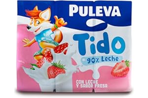 Puleva - Batido Puleva Fresa, 90 % Leche, Sin Azúcar Añadido, Calcio y Vitamina D, Rico en Proteínas, Calcio y Vitamina D, Ideal para Niños y Familias, Pack 6 x 200 ml