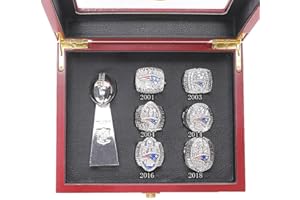 OBONG New England Patriots Championship Ring Sets mit Displaybox Super Bowl Tom Brady Rings Replik NFL Souvenir Sammlerfußballgeschenke für Männer Frauenväter