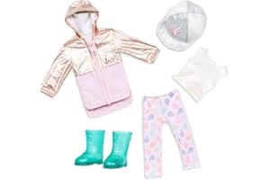 Glitter Girls – Glitter Girls – Outfit for 14-inch Dolls – Shimmering Jacket & Ball Cap – Rain Boots, Leggings & Top – Toys for Kids 3 Years+ – Peace & Love