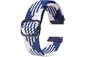 BISONSTRAP Nylon Watch Straps, Adjustable Braided Loop Bands for Men and Women, 16mm 18mm 19mm 20mm 22mm 24mm for Choice