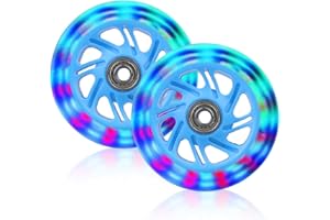 BYZESTY Rotelle luminose per monopattino, 2 ruote luminose per monopattino, 100 mm, ruote con ABEC, 7 cuscinetti a sfera, ruote di ricambio per monopattino, ruote di ricambio, adatte per tutti i tipi