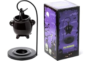 Puckator Quemador de Aceite – Caldero Negro Colgante de cerámica dolomita y Metal con Vela