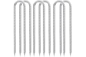 KITERI 6 Pcs Heavy Duty Ground Rebar Tent Pegs, 12 Inch Trampoline Stakes U Shaped Trampoline Ground Anchors Garden Metal Stakes Garden Staples Tent Nails Trampolines Wind Stakes for Fence Camping