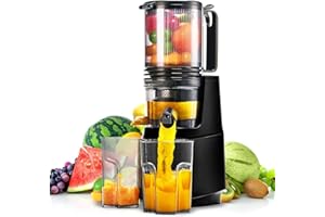 MAISON HUIS Entsafter Slow Juicer mit 13.5cm Extra Großem Einfüllschacht für Ganze Früchte und Gemüse, leicht zu Reinigen Entsafter Gemüse und Obst, Hohe Saftausbeute Juicer Machine,Schwarz