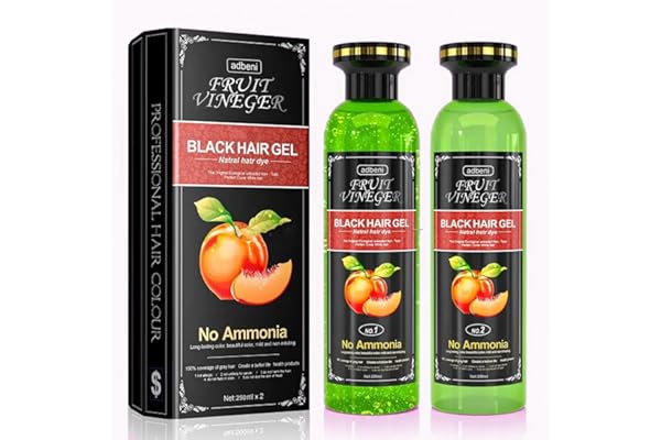 Adbeni Fruit Vineger Gel Hair Color, Black Natural Hair Dye for Men & Women No Ammonia & No PPD, Long-Lasting, Gentle on Scalp 500ml Black