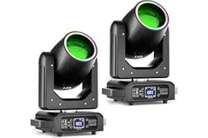 YESPICK 2 pièces Lyre LED 200W RGBW Beam lumière de scène dmx512 12 couleurs 12 Gobos Prisme Coloration Faisceau Stroboscopique Jeu de Lumiere Focus électronique pour Disco DJ Club Fête Bar Noël Théâtre