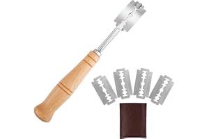 ISIYINER Cuchillo de Panadero de Corte Herramienta de Puntuación de Pan con 5 Cuchillas de Repuesto Mango de Madera para Cocina de Bricolaje