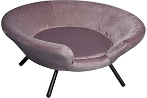 PawHut Hundesofa in Beckenform mit Weichem Bezug, Haustiersofa mit Metallbeinen, Hundebett, Katzensofa, 74 x 68,5 x 31 cm