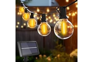 btfarm 23M Catena Luminosa Esterno Solare, 30+3 LED G40 Filo Lampadine Luci Solari Esterno 4 Modalità, IP65 Impermeabile Lucine Esterni Energia Solare USB Ricaricabile per Giardino, Terrazzo, Balcone