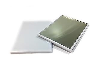 niavida Espejo de bolsillo cuadrado pequeño – Espejo de mano, cuerpo de plástico, espejo de cristal, marco de color blanco