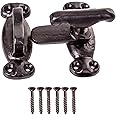 Black Latch Fastener Thumb Turn Catch Latch Cabinet Catch Showcase Fastener Hinge Door Accessories Antique Finish with Matching Screws Pack of 1.