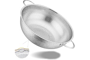 MOMENT Multipurpose Stainless Steel Colander 25CM Strainer Drainer with Handle for Kitchen/Draining Pasta/Rinsing Vegetables Fruits, Heavy Duty & Dishwasher Safe