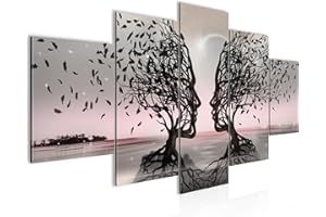 Runa Art - Quadri Amanti 200 x 100 cm 5 Pezzi XXL Decorazione Murale Design Grigio Rosa 044851b