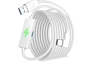 Kuject Link Cable with Charging for Meta Quest 3S, Oculus Quest 3 Quest 2/Pro, Pico 4, USB 3.0 5Gbp High Speed USB A to USB C for Steam VR Headset Accessories and Gaming PC -White 16FT