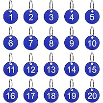 Portachiavi In Acciaio Inox Numerati Da 1 A 20 - Perfetti Per Organizzazione E Sorteggi - Design Rotondo Cavo