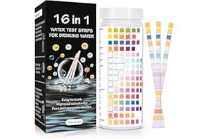 FJHTY 16 in 1 Wassertester Trinkwasser, 100 Stück Wasserteststreifen Trinkwasser Teststreifen für Trinkwasser, Leitungswasser und brunnenwasser für Gesamthärte freies Chlor Eisen Kupfer Blei Nitrat und mehr