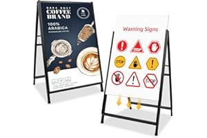 NEWZEALKIDS A-Board - Marco de letrero de acera con marco en A, soporte de cartel de doble cara para publicidad, tableros de metal de acero recubiertos en negro. (60 x 90 cm con tabla)