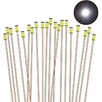 Lot 20 LED SMD 0603 Blanc Chaud – Pré-soudées Avec Fils 20 Cm Et Résistances 9-18V – Pour Maquettes