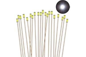 Evemodel C0603W Lot de 20 micro LED SMD pré-soudées 0,1 mm Fil de cuivre Blanc 0603