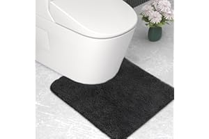 wyewye Tappetino da bagno in microfibra, tappetino da bagno super spesso 2 cm, super assorbente, 50 x 50 cm, a forma di U, nero