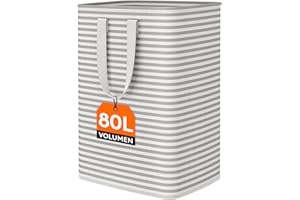 Lifewit Cesto Ropa Sucia 80L, Cesta Ropa Sucia Impermeable con Asas Extendidas, Laundry Basket, Cubo Ropa Sucia Plegable, Bolsa Ropa Sucia para Baño, Dormitorio, Lavadero, Gris