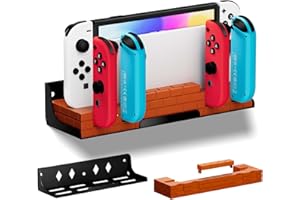 Hosanwell Switch Wall Mount with Charger, Wall Mount for Switch/Switch OLED, with 8 Game Slots, Charge up to 4 JOYCONs, Switch Wall Mount Behind TV, Switch Accessories