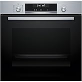 Bosch, Multifunction Oven, Series 6, Pyrolysis, AirFry, Steel, HBG578ES3 | Cooking and cleaning is easier: healthier chips an