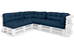 Spatium Cojines para pales europalé palets Funda desenfundable, Impermeable Azul Marino 8-Piezas Set