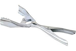 Kamino-Flam pinza carbone camino stufa, pinza doppio giunto in metallo galvanizzato, dimensioni: ca. ca. 10 x 25 x 3 cm, argento