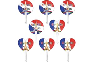 MAYOII Lot de 8 éventails à main pour les Jeux olympiques, Éventails à Main pour les Jeux Olympiques en Polypropylène, Décoration pour les Jeux Olympiques, Éventails imprimés des deux côtés pour les