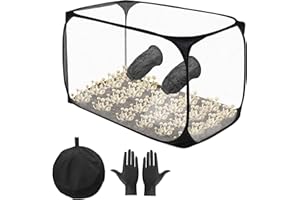 CMANLNYK Still Air Box - 90x60x60cm Foldable Transparent Mushroom Grow Tent Kit, Mushroom Growing Kit Box with Gloves, Portable Mushroom Grow Bag for Mushroom Mycology Spores Scientist