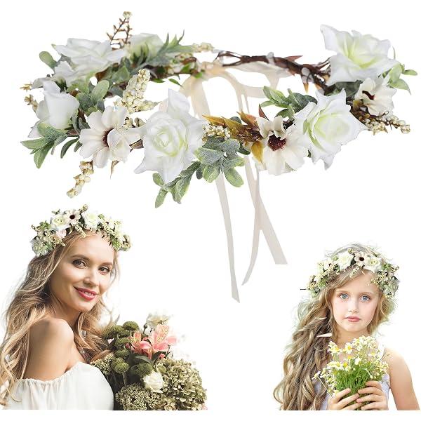 Blumenkranz Haarband Für Hochzeit & Braut – Anpassbare Blumen-Girlande Aus Rattan & Draht