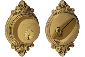 SCHLAGE B60 N BRK 609 Deadbolt with Brookshire Trim Keyed 1 Side, Highest Residential Security, Antique Brass