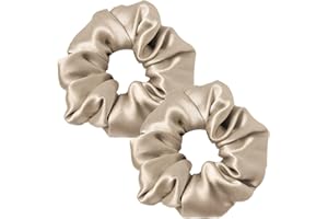 ‎LILYSILK LILYSILK 100% Seide Haarringe Damen Pferdeschwanzhalter Haarband aus Seide, Seide Haargummis Verpackung MEHRWEG(Taupe,2)