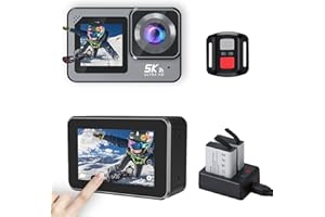 XILECAM Cámara Deportiva 5K Anti-vibración(EIS) Doble Pantalla Submarino Camara con 2.2" Pantalla Táctil WiFi Submarino Camara Acuatica Sumergible Control Remoto y Accesorios(V10)