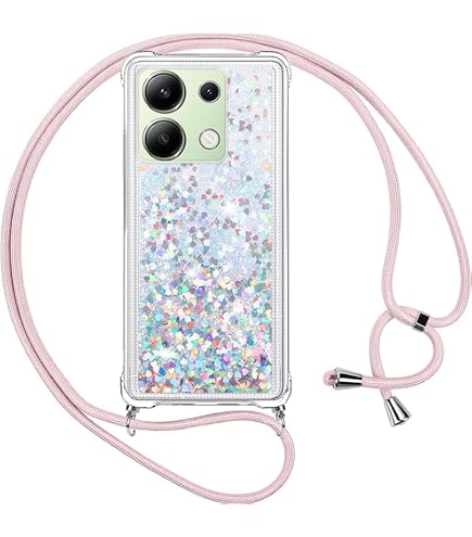 Handykette Mit Treibsand-Effekt Für Xiaomi Redmi Note 8 – Glitzernde Flüssigkeits-Hülle Mit Verstellbarem Lanyard, LP Star Pink