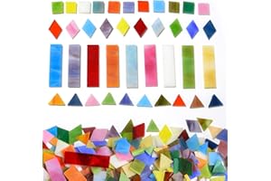 KIPHEPI Tesselles Carreaux de Mosaique Verre Loisir Creatif 500g Assortiment pour Décoration d’Intérieur, Cadres, Pots de Fleurs Mirroirs, Travaux Manuels,formes mixtes
