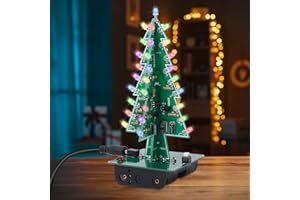 DONGKER 3D DIY Weihnachtsbaum Kits LED Elektronik Löt Bausatz Bunte Blinklicht Set, 7 Farbe PCB Science Project
