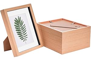 Nicola Spring 5 Piece 8 x 10 3D Shadow Box Photo Frame Set - Craft Display Picture Frame with 5 x 7 Mount - Glass Aperture - Light Wood