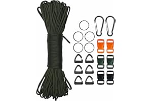EPISKEY 98ft/30 Mètres Nylon 4mm Paracorde kit 7 Brins en Nylon Corde Corde Multifonction pour Parachute Bracelet Set de Bracelet Paracord Cordelettes DIY Bracelet (Vert armée, 4mm x 30m)