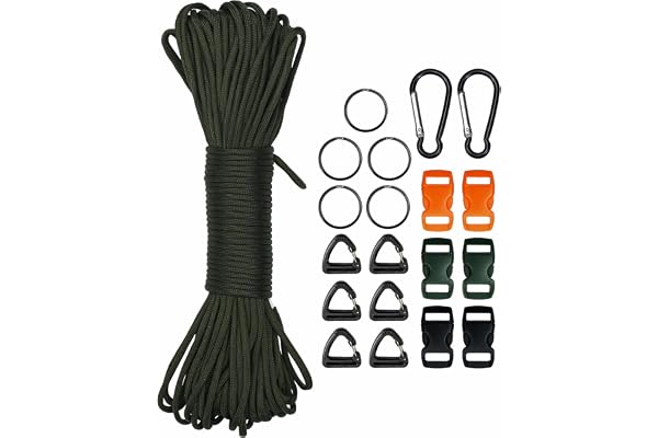 98ft/30 Mètres Nylon 4mm Paracorde kit 7 Brins en Nylon Corde Corde Multifonction pour Parachute Bracelet Set de Bracelet Paracord Cordelettes DIY Bracelet (Vert armée, 4mm x 30m)