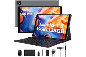 FORUSER Tablet 10 Pollici Android 13, Octa-Core 2.0 GHz,19 GB RAM+128 GB ROM (1 TB Espandibile), 5G WiFi,13MP+8MP 1920 * 1200FHD/ GPS/WLAN/Face ID tablet in offerta con Tastiera etc.(Grigia)