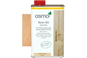 Osmo Door Wood Wax Oil 3060, Clear Satin Finish, 1L - Durable Oil for Doors, Frames and Joinery, Water-Resistant, Wood Treatments - Ideal for Oak, Pine, Spruce, Beech & More