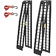 TUFFIOM Pair of 10ft Aluminum Truck Ramps, 1200 lbs Capacity Folding Loading Ramps, for ATV/UTV/Motorcycle/Lawn Mower/Pickup Trucks/Snow Blower, Lightweight & Portable, Pack of 2 (Gridded 10Ft) Black