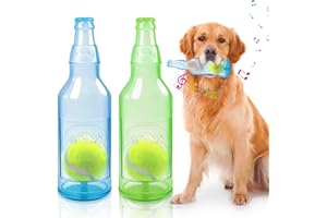 Shepinsky 2PCS Indestructible Squeaky Chew Dog Toys with Tennis Ball, Durable Puppy Boredom Doggo Toys for Playtime &Training, for Energetic Small Medium Large Pups(Blue+Green L)