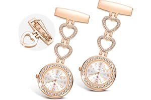 VOKMON 2 Pcs Fob Watches for Nurses Watches Silver and Gold Tone Nurse Buckle Watch Luminous Nurses Watch Fob Watch for Women Watches for Nurse Doctor Medical Nurse Watch Fob Watches Nurse Pocket Watch