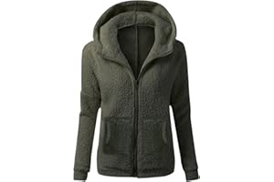 LIKEYIFUTOP Sweat à Capuche Zippé Femme Veste Polaire Pull à Manche Longue AVCE Poche Manteau Polaire Femme Hiver Chaud Chic
